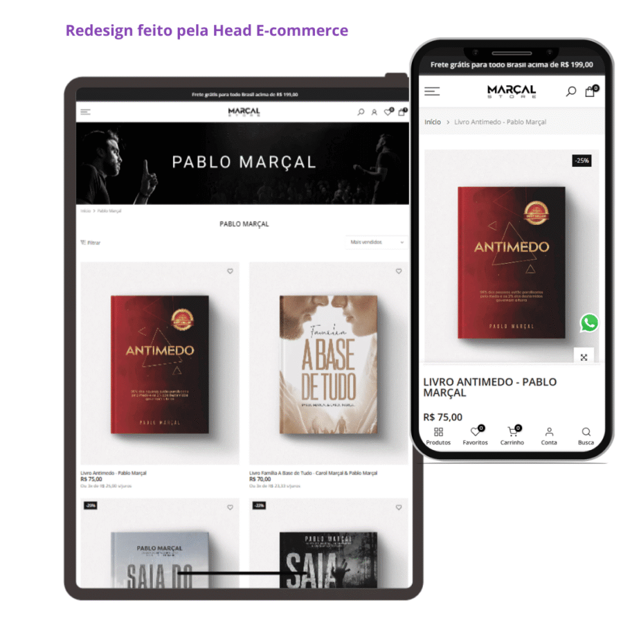Portifolio migração de site loja pablo marcal mobile