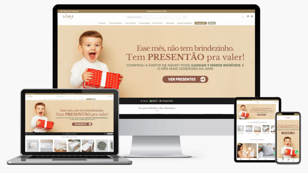 migração da loja Aime baby kids para shopify